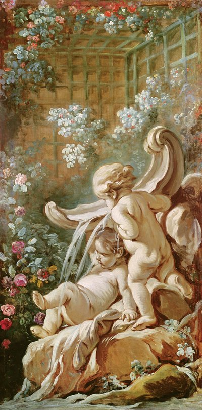 Due Cupidi vicino a una Vasca, dal salone di Gilles Demarteau, c.1750-65 da François Boucher